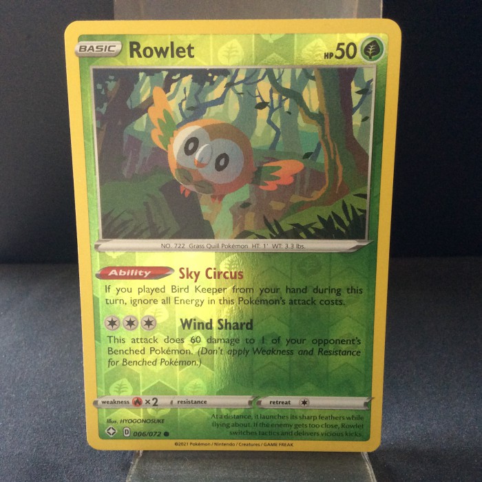 Rowlet Sword & Shield Shining Fates 6/72 Reverse Holo English