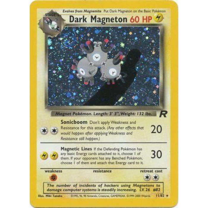 thumbnail image 2 of Dark Magneton 11/82 - Team Rocket Holo - Pokemon Card - EXC/Near Mint Condition 2 of 6